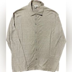 Reiss light linen knit button up shirt L